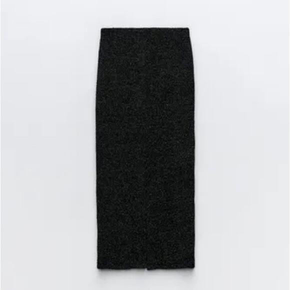 Zara JACQUARD BOUCLE MIDI SKIRT WITH SHINY THREAD - Picture 9 of 11